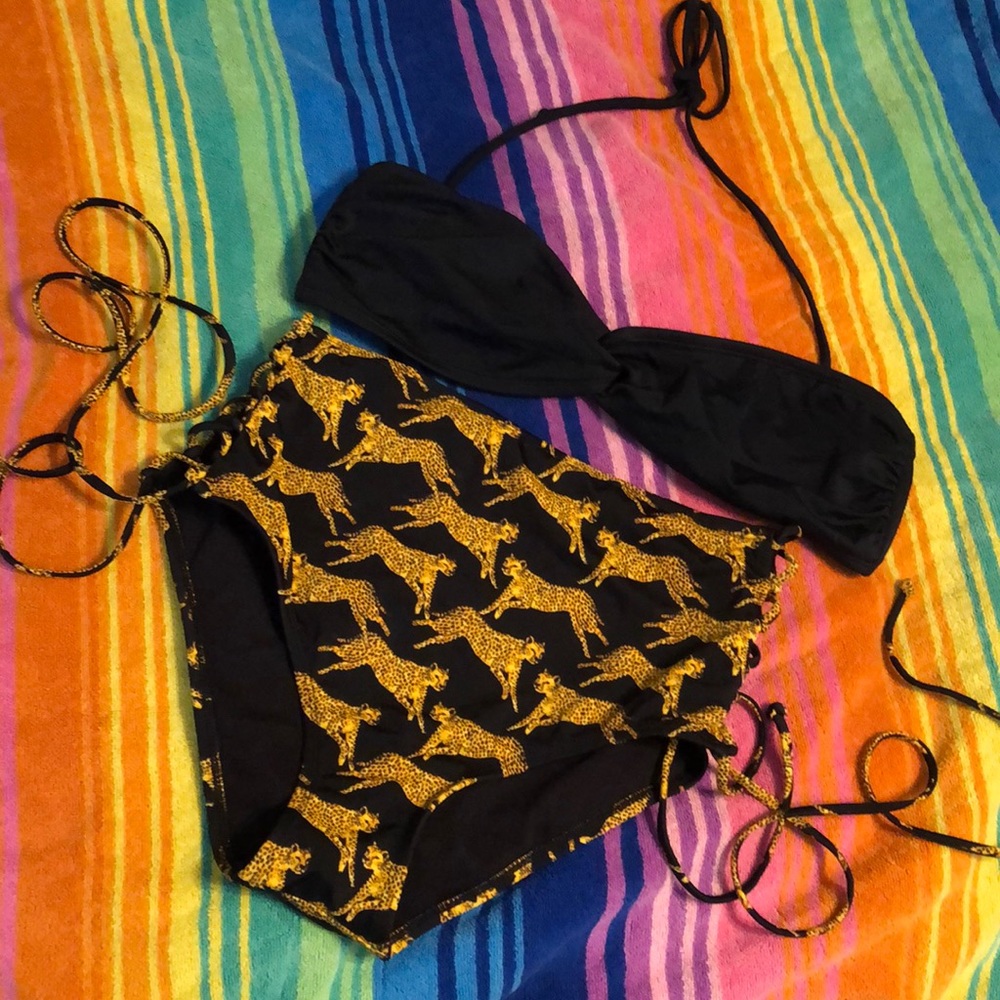 Adjustable high waisted cheetah bikini
